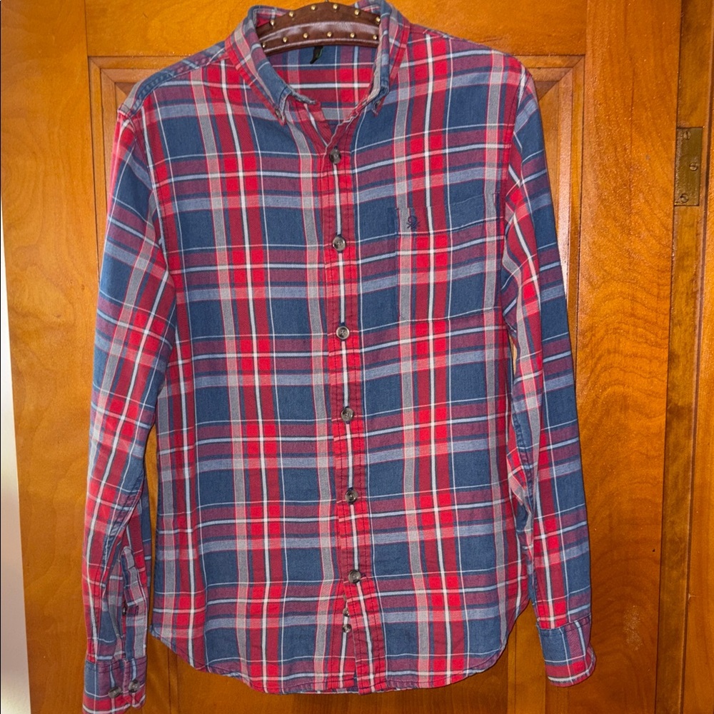 United Colors Of Benetton Red and Blue Plaid Shirt